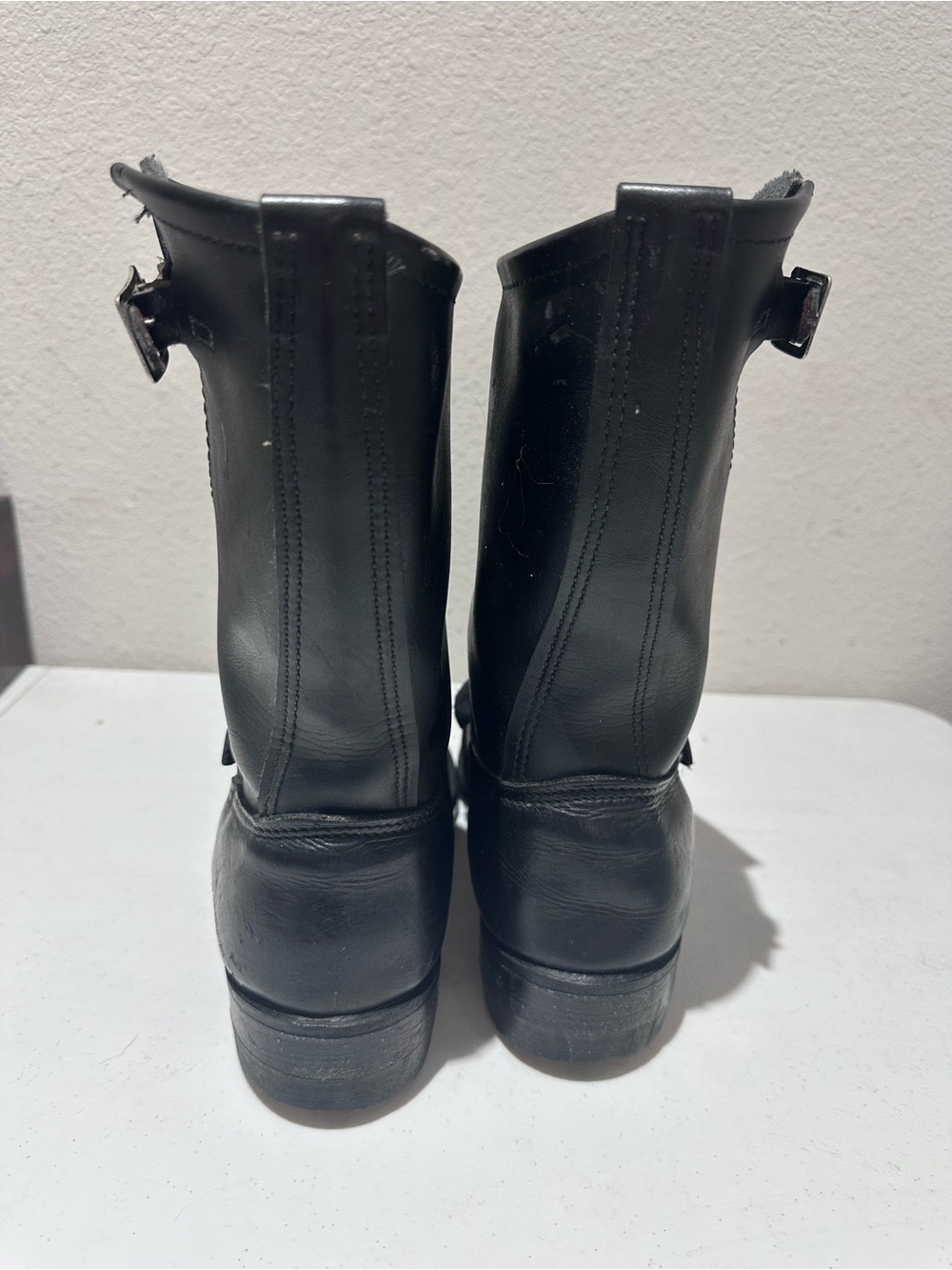 Vintage Vulcan mid sole Tapper sole engineer boots black leather moto buckle - Picture 5 of 9